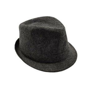 George Trilby Fedora Cap Tweed Charcoal Polyester Small Medium Used